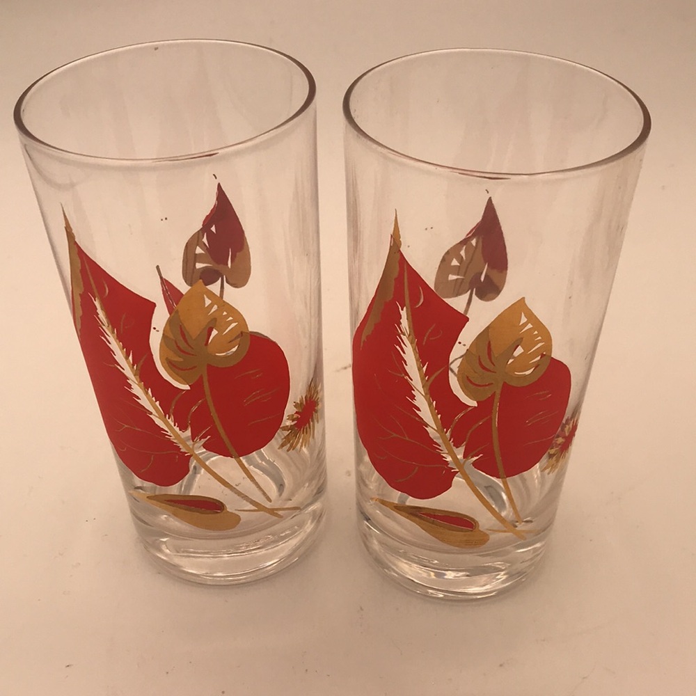 Federal Glass MCM/VTG Leaves Deluxe Drinking/Highball Glasses (Set of 6) - Picture 4 of 9